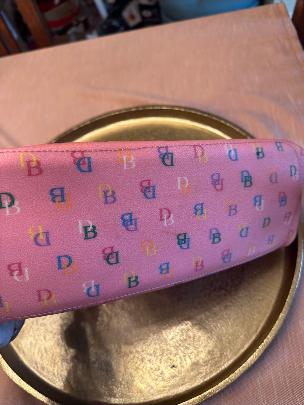 Dooney & Bourke Pink Signature Monogram Drawstring Satchel Y2K Vintage - Picture 12 of 12
